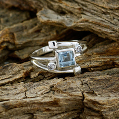 Ananya Blue Halo Ring with Square Gemstone Accent