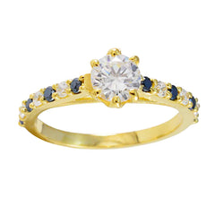 Eleanor Blue Halo Ring for Women Gold Plated Gemstone