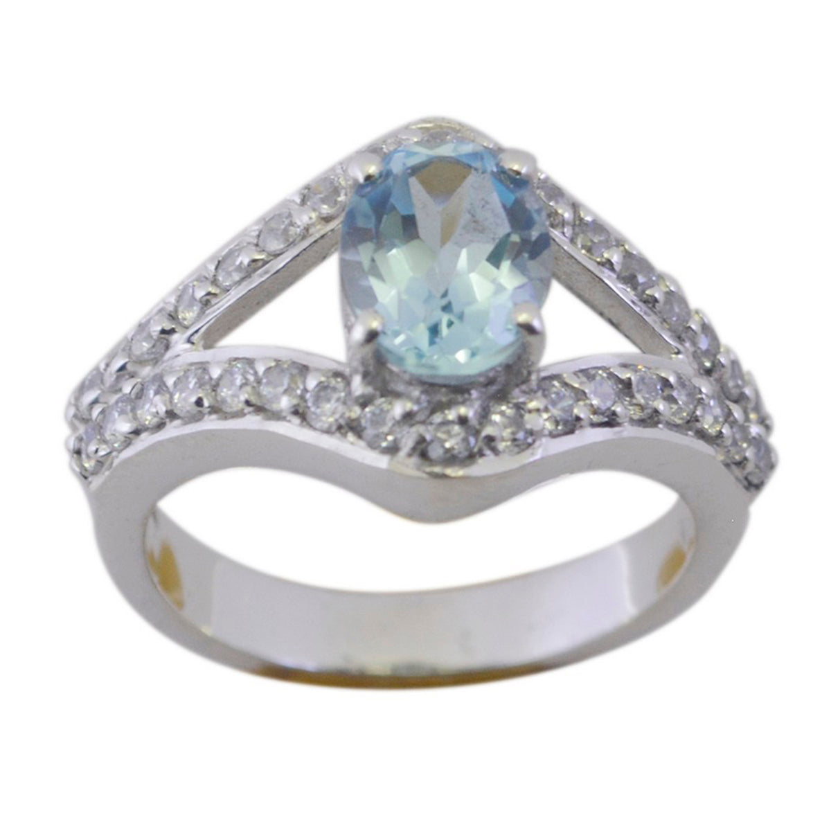 Laura Blue Halo Ring for Women with Gemstone Sparkle Blue Topaz Blue