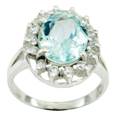 Meera Blue Halo Ring for Women with Gemstone Accent Blue Topaz Blue