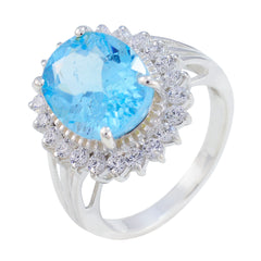 Savannah Blue Halo Ring for Women with Sparkling Gemstones