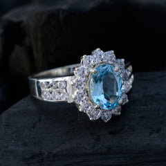 Scarlett Blue Halo Ring for Women with Gemstone Glow
