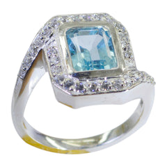 Eleanor Blue Halo Ring for Women with Gemstone Accent