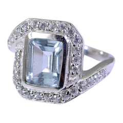 Eleanor Blue Halo Ring for Women with Gemstone Accent