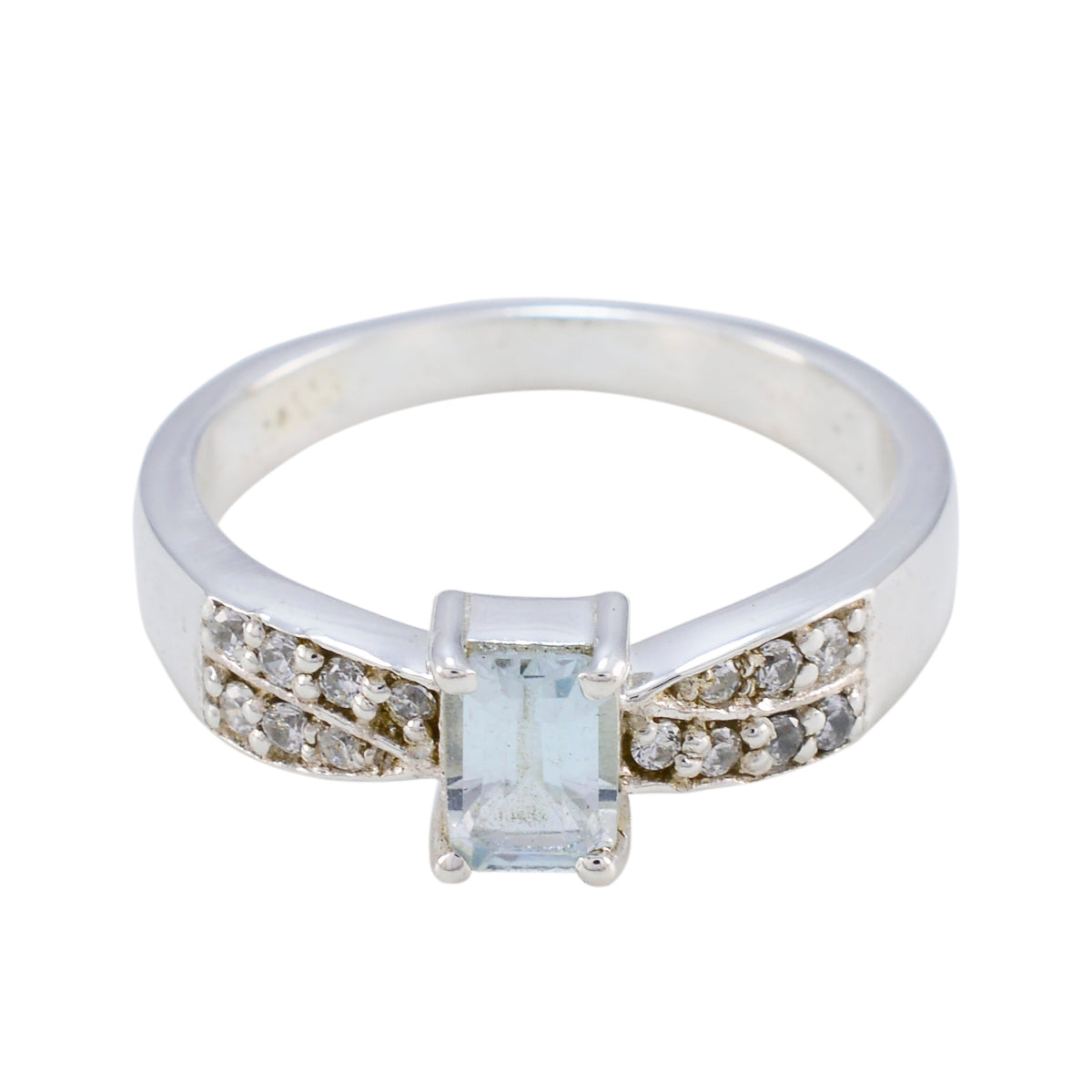 Amanda Blue Halo Ring for Women with Gemstone Accent Blue Topaz Blue