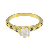 Eleanor Blue Halo Ring for Women Gold Plated Gemstone Blue Sapphire CZ Blue