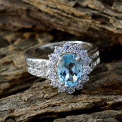 Scarlett Blue Halo Ring for Women with Gemstone Glow