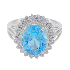 Savannah Blue Halo Ring for Women with Sparkling Gemstones Blue Topaz Blue