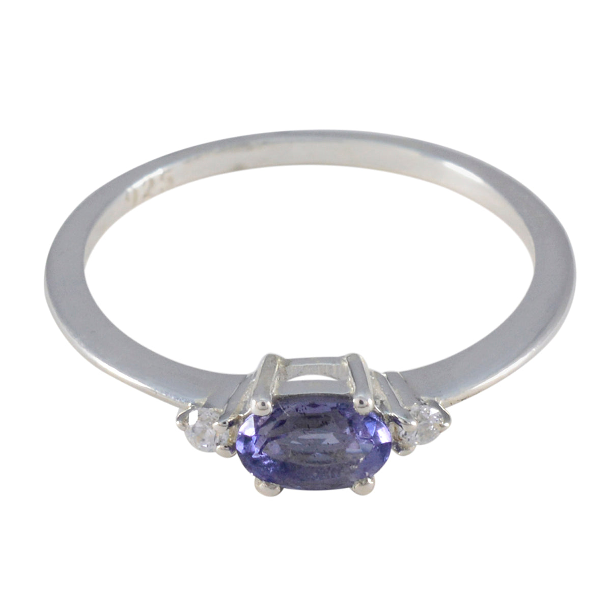 Meera Blue Halo Ring for Women with Gemstone Accent Iolite Blue
