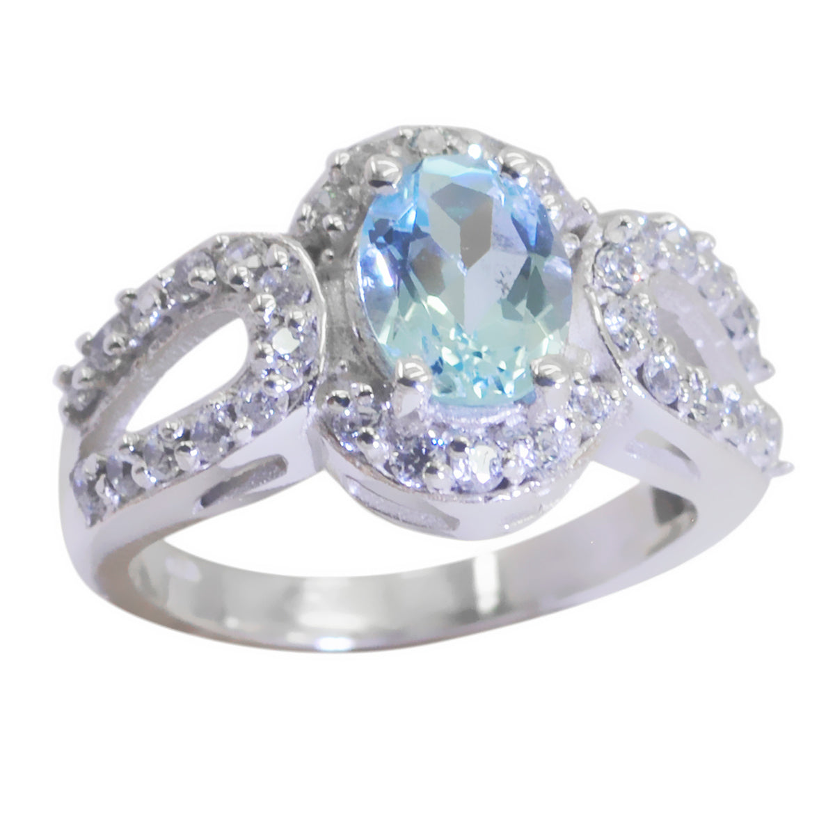 Camila Blue Halo Ring for Women with Sparkling Stones Blue Topaz Blue