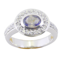 Hannah Blue Halo Ring for Women with Sparkling Stones Iolite Blue