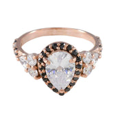 Yuki Blue Halo Ring for Women Rose Gold Pear-Shaped Blue Sapphire CZ Blue