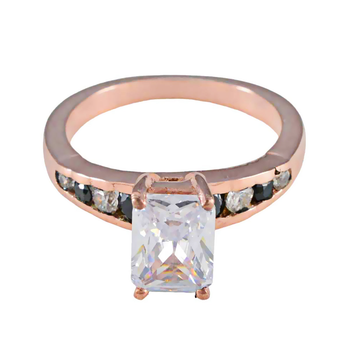 Kristine Rose Gold Blue Halo Ring for Women Elegant Blue Sapphire CZ Blue
