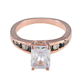 Kristine Rose Gold Blue Halo Ring for Women Elegant Blue Sapphire CZ Blue