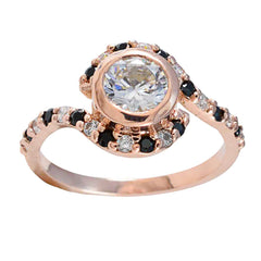 Priya Blue Halo Ring for Women with Rose Gold Accent