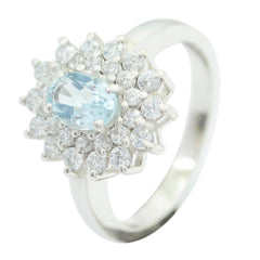 Lakshmi Blue Halo Ring for Women with Gemstones