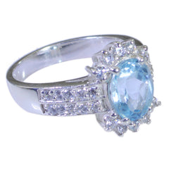 Ananya Blue Halo Ring for Women with Sparkling Stones