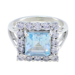 Aaliyah Sophisticated Blue Halo Ring Blue Topaz Blue