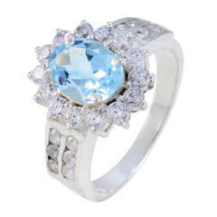 Scarlett Blue Halo Ring for Women with Gemstone Glow