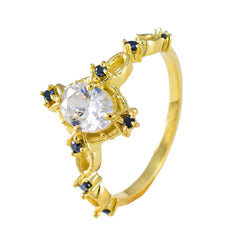 Hye-jin Blue Halo Ring with Gold Plated Design