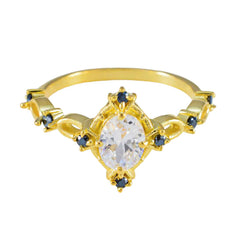 Hye-jin Blue Halo Ring with Gold Plated Design Blue Sapphire CZ Blue