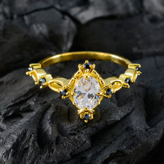 Hye-jin Blue Halo Ring with Gold Plated Design