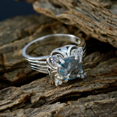 Riya Blue Halo Ring with Sterling Silver Design