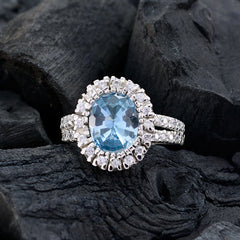 Ava Blue Halo Ring with Sparkling Gemstone Accents
