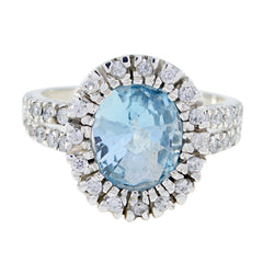 Ava Blue Halo Ring with Sparkling Gemstone Accents