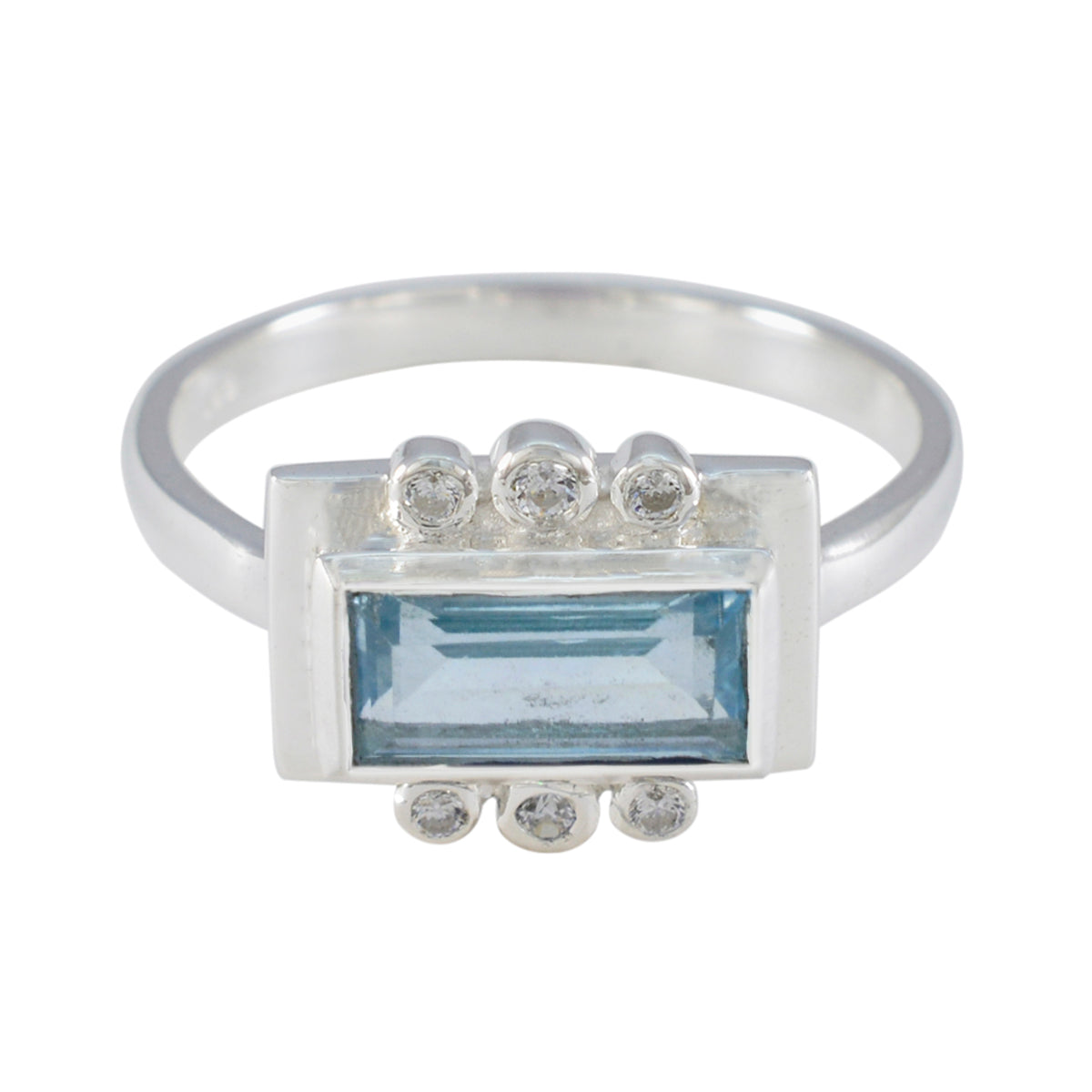 Savannah Blue Halo Ring with Gemstone and Diamonds Blue Topaz Blue