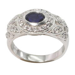 Katharina Blue Halo Ring with Sparkling Gemstones Iolite Blue