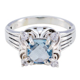 Riya Blue Halo Ring with Sterling Silver Design Blue Topaz Blue