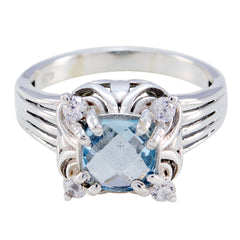 Riya Blue Halo Ring with Sterling Silver Design Blue Topaz Blue