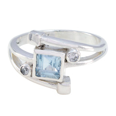 Ananya Blue Halo Ring with Square Gemstone Accent Blue Topaz Blue