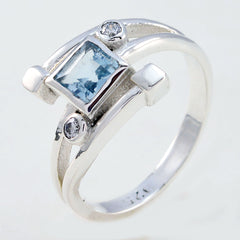 Ananya Blue Halo Ring with Square Gemstone Accent
