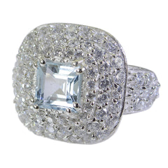 Freya Blue Halo Ring with Sparkling Gemstone Accent