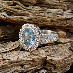 Ava Blue Halo Ring with Sparkling Gemstone Accents