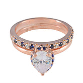 Julia Blue Heart Halo Ring with Rose Gold Finish Blue Sapphire CZ Blue