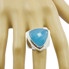 Dayana Blue Solitaire Cocktail Ring Elegant Silver Band