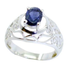 Natalie Filigree Blue Solitaire Ring Iolite Blue