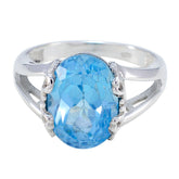Hazel Blue Solitaire Gemstone Ring in Sterling Silver Blue Topaz Blue