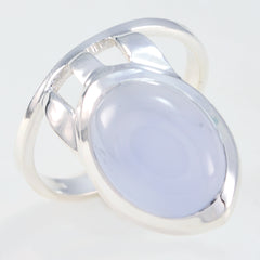 Yasmin silver ring featuring a polished blue solitaire gemstone ring with smooth oval stone setting