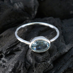 Hannah Blue Solitaire Gemstone Ring in Sterling Silver