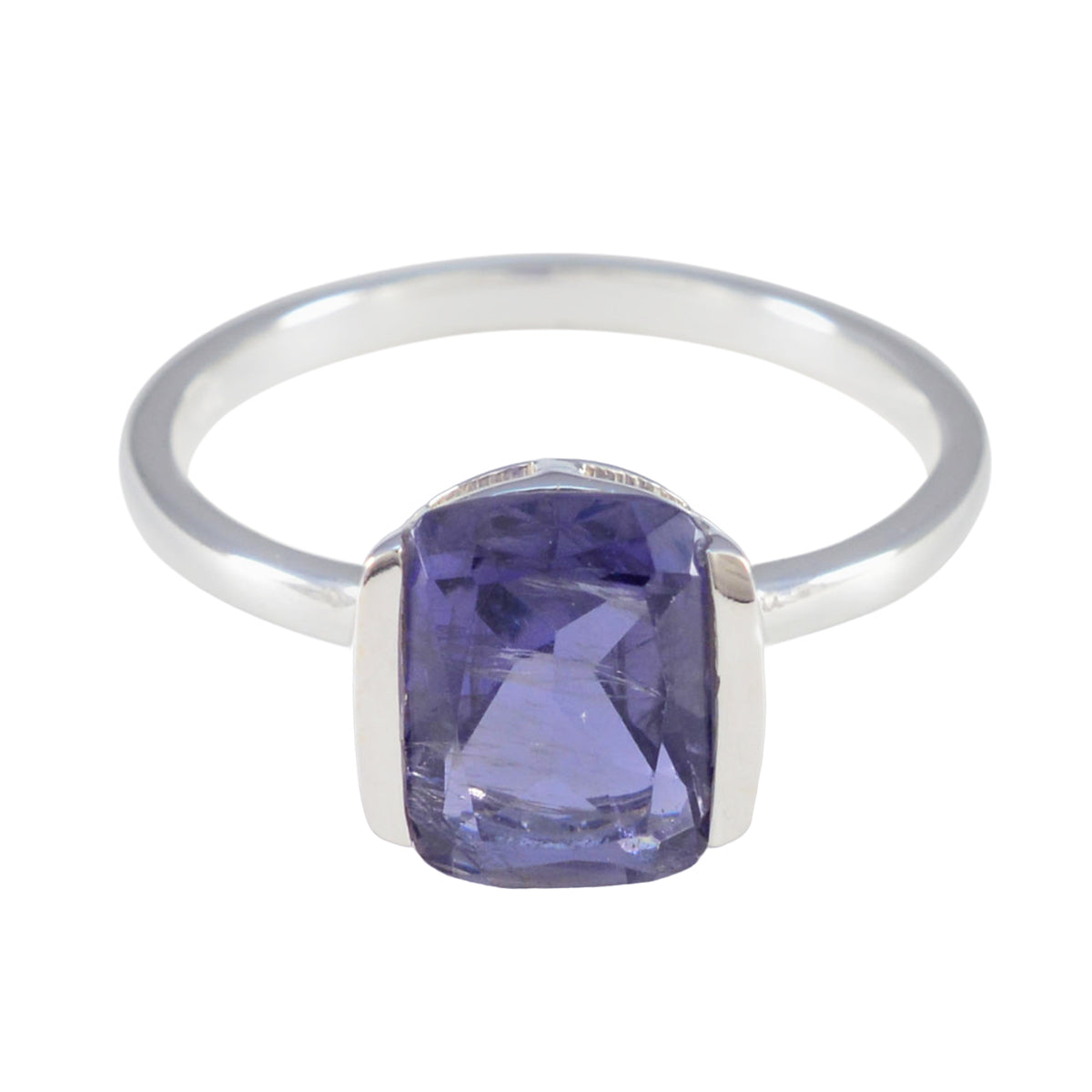 Hye-jin Blue Solitaire Gemstone Ring in Silver Iolite Blue
