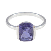 Hye-jin Blue Solitaire Gemstone Ring in Silver Iolite Blue