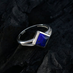 Emi Blue Solitaire Gemstone Ring in Sterling Silver