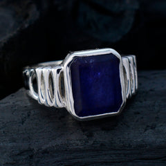 Gabriela Blue Solitaire Gemstone Ring in Silver