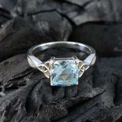 Agustina Blue Solitaire Gemstone Ring in Silver