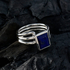 Yasmine Blue Solitaire Gemstone Ring in Silver