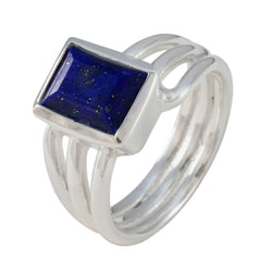 Yasmine Blue Solitaire Gemstone Ring in Silver